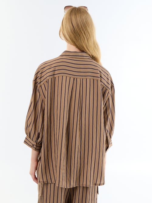 Gestreepte soepele blouse met ballonmouwen - Kiabi