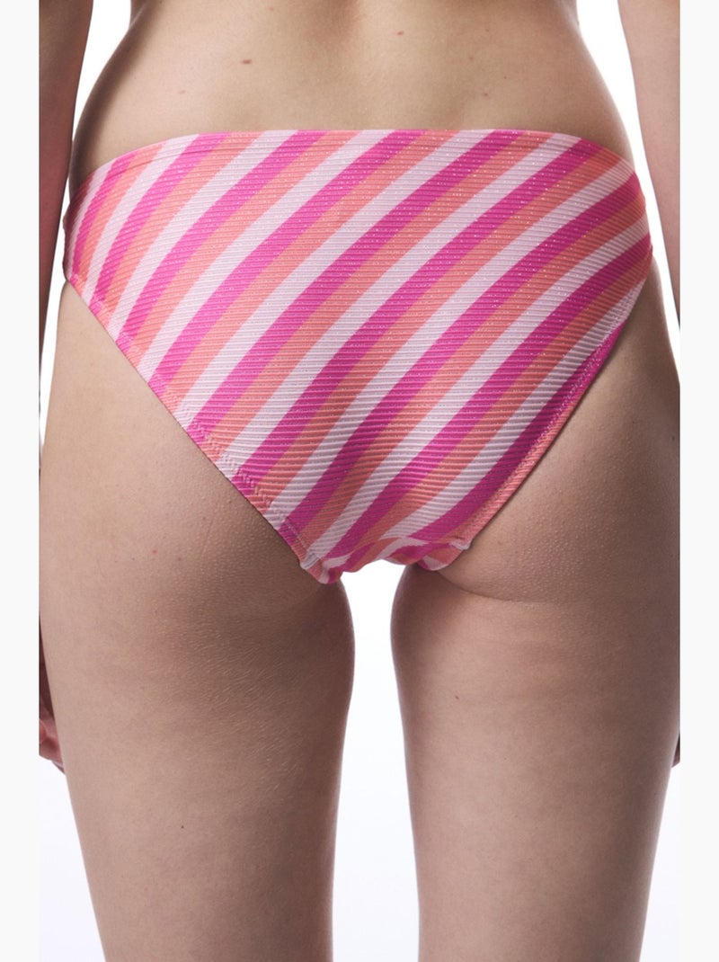 Gestreepte sura bikinibroek penti Fluorroze - Kiabi