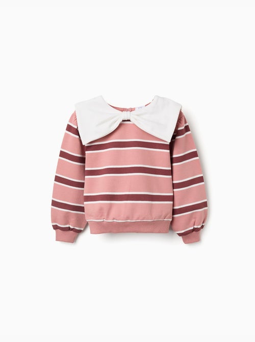 Gestreepte sweatshirt met kraag in de vorm van een strik - Kiabi Gestreepte sweatshirt met kraag in de vorm van een strik - Kiabi