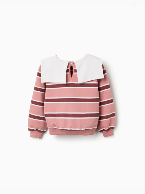 Gestreepte sweatshirt met kraag in de vorm van een strik - Kiabi Gestreepte sweatshirt met kraag in de vorm van een strik - Kiabi