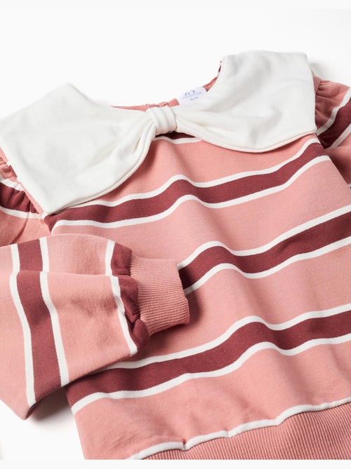 Gestreepte sweatshirt met kraag in de vorm van een strik - Kiabi Gestreepte sweatshirt met kraag in de vorm van een strik - Kiabi