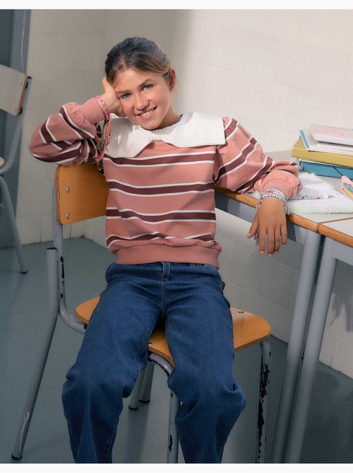 Gestreepte sweatshirt met kraag in de vorm van een strik - Kiabi