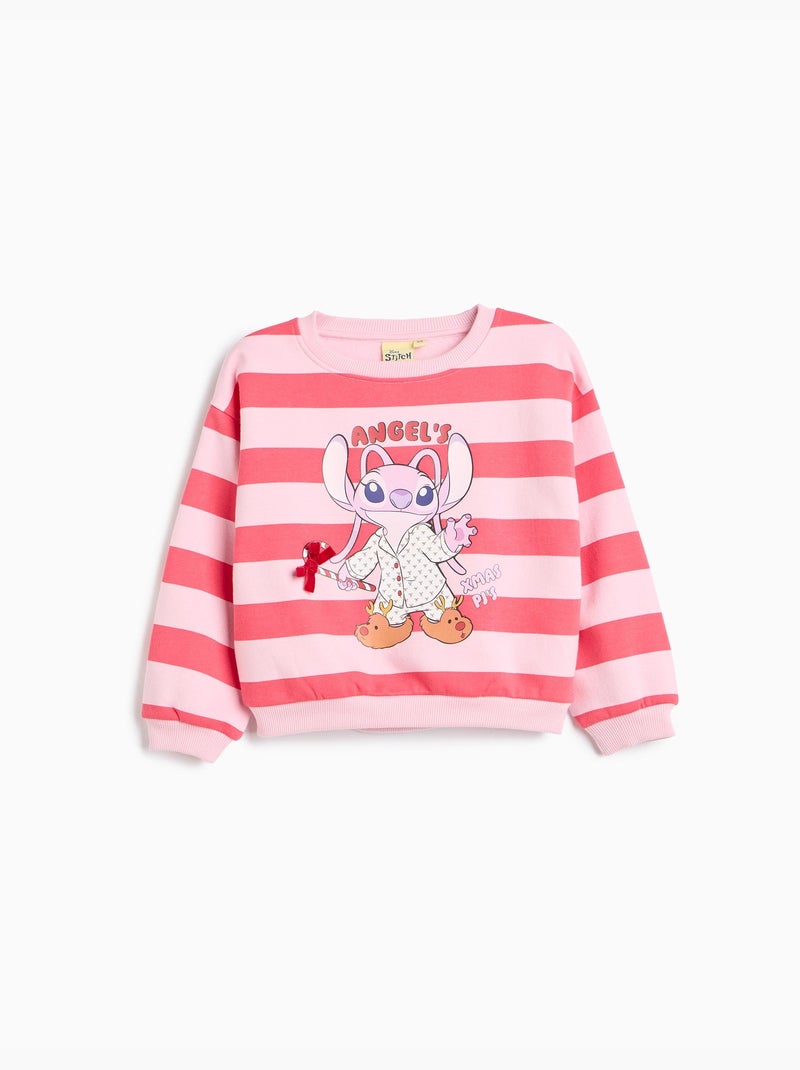 Gestreepte sweatshirt « stitch » ©disney, mo fashion Roze - Kiabi