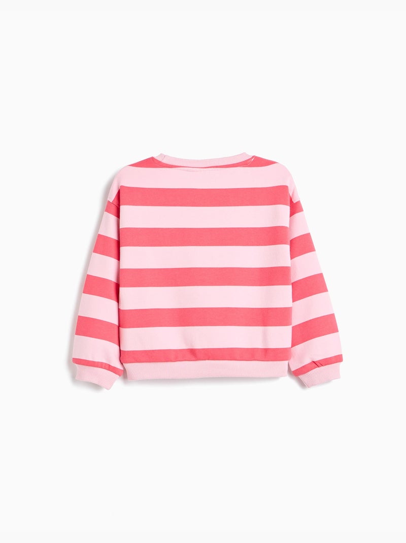 Gestreepte sweatshirt « stitch » ©disney, mo fashion Roze - Kiabi