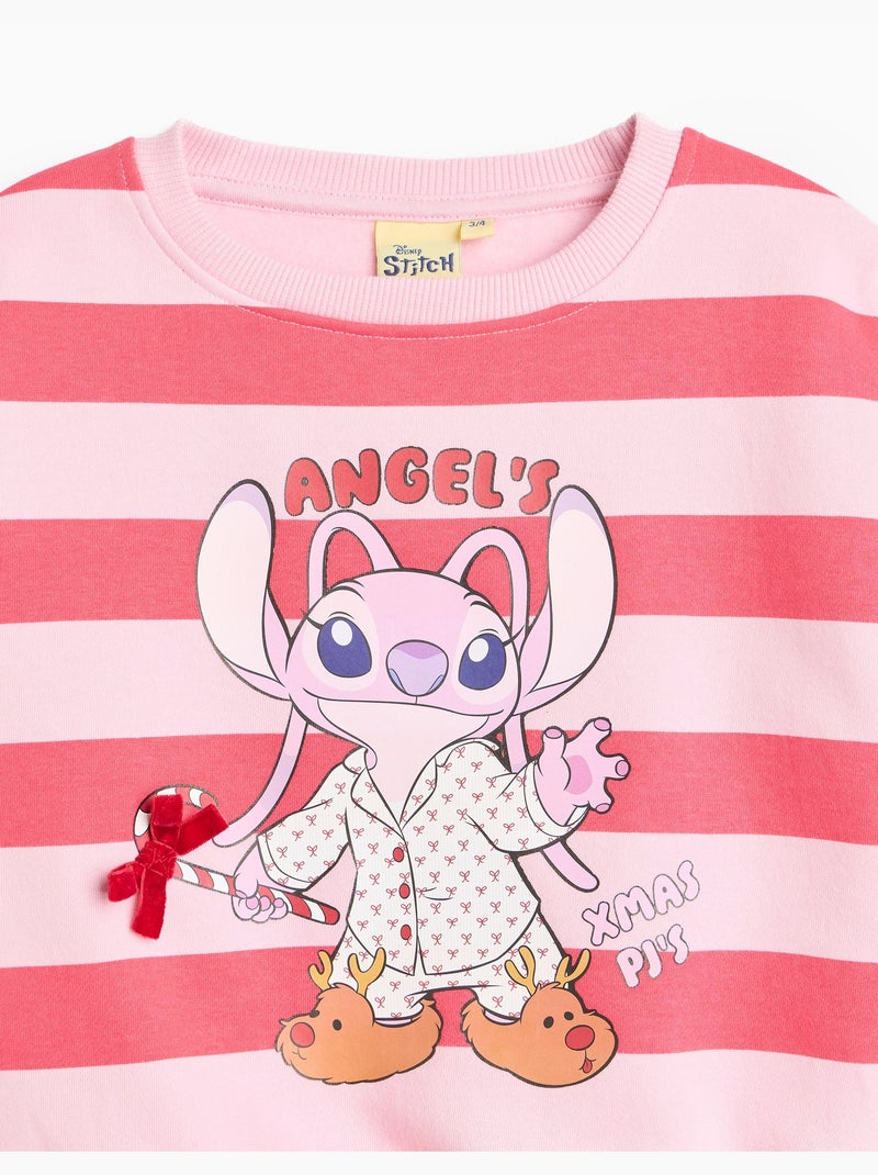 Gestreepte sweatshirt « stitch » ©disney, mo fashion Roze - Kiabi