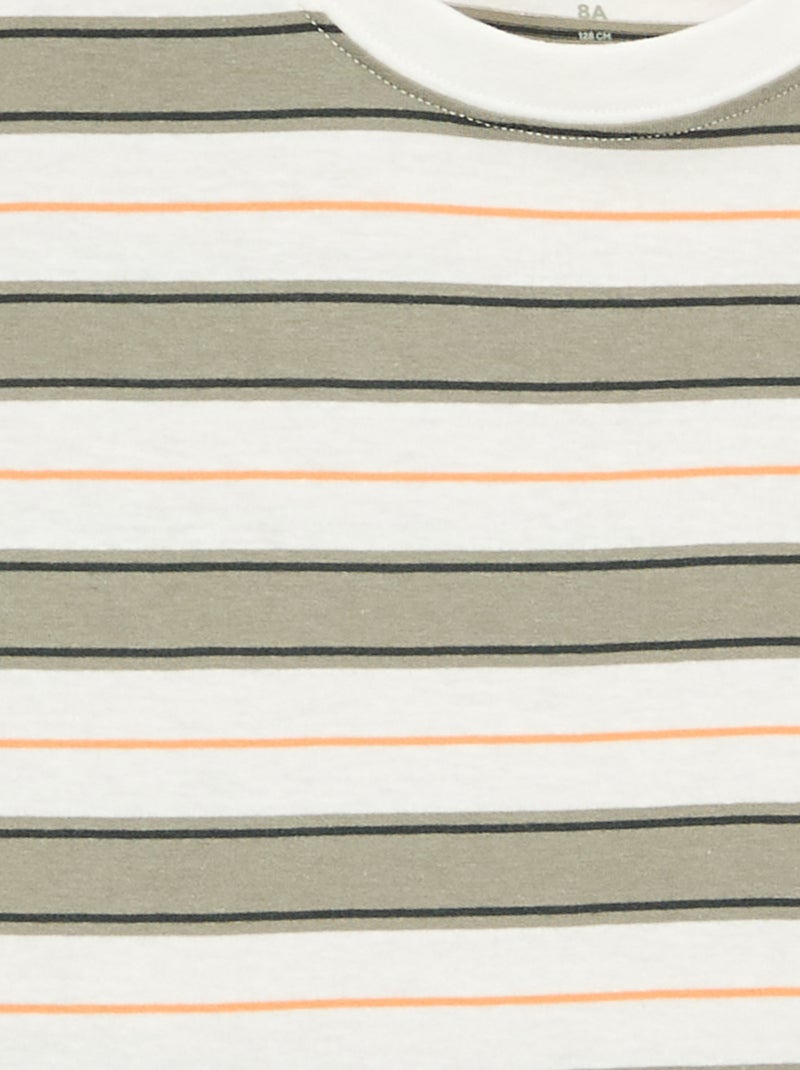Gestreepte T-shirt met korte mouwen Wit - Kiabi