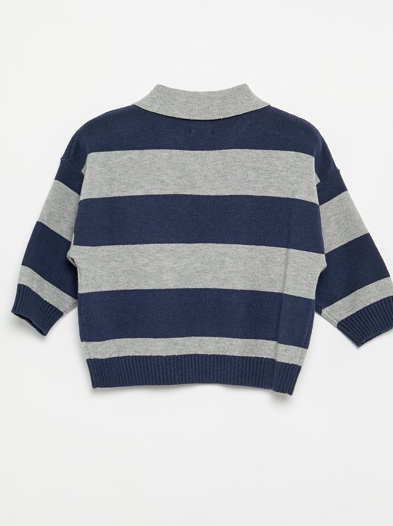 Gestreepte trui met lange mouwen en polokraag Blauw - Kiabi