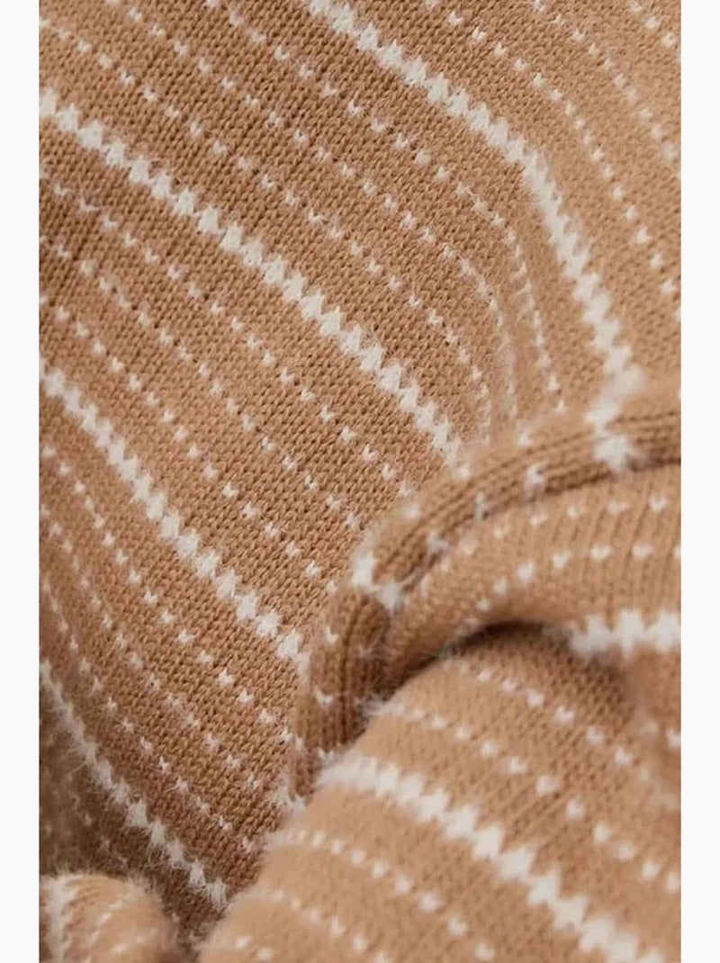 Gestreepte trui met ronde hals hiccup Klei-beige - Kiabi