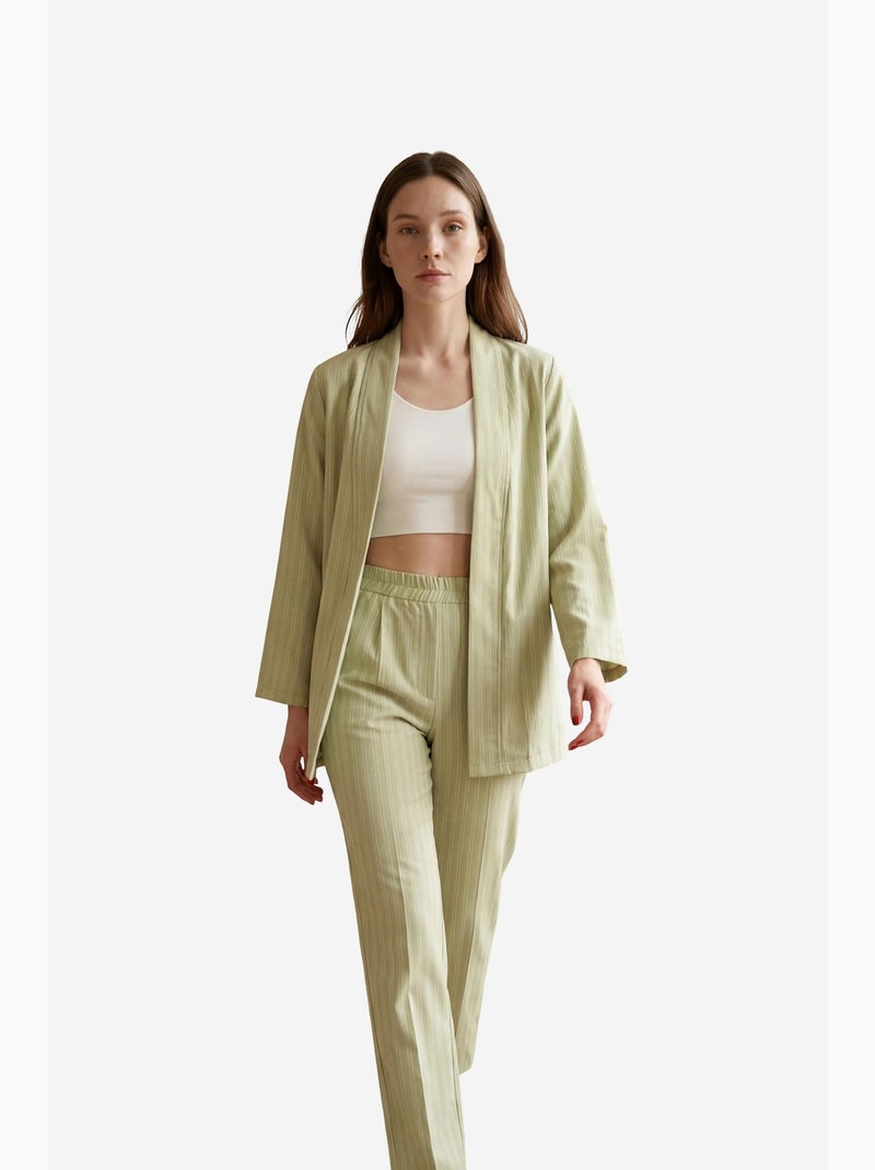 Gestreepte tweedelige co-ord set met open kraag my fashion Pastelgroen - Kiabi