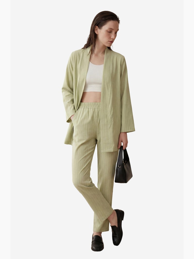 Gestreepte tweedelige co-ord set met open kraag my fashion Pastelgroen - Kiabi