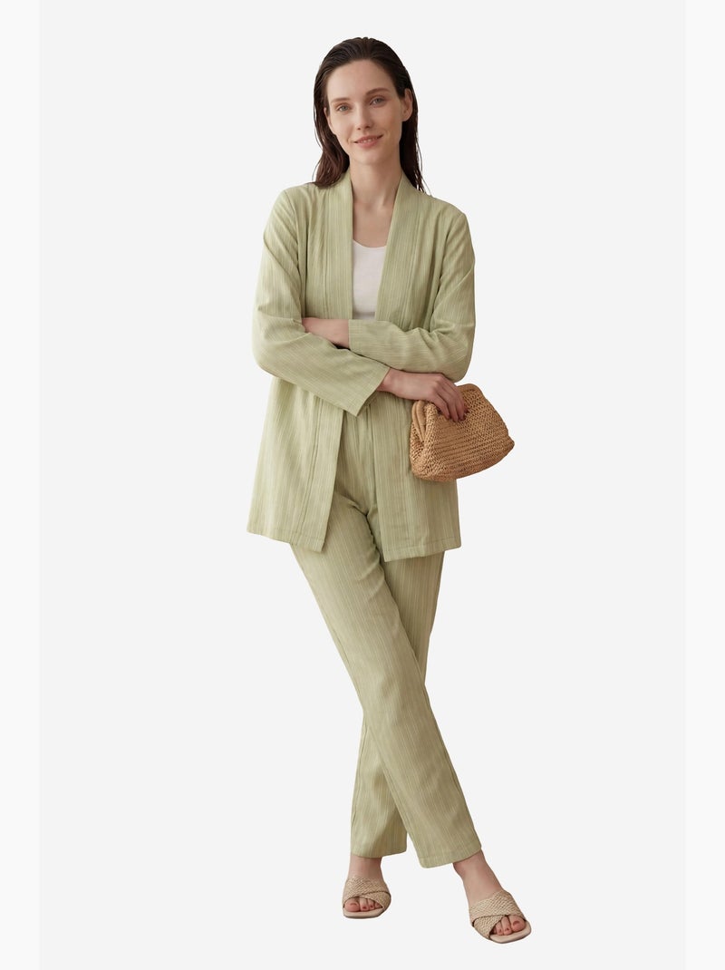 Gestreepte tweedelige co-ord set met open kraag my fashion Pastelgroen - Kiabi