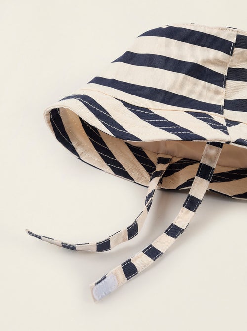 Gestreepte twill hoed met zijbanden - Kiabi