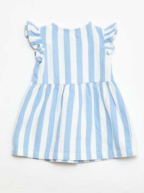 Gestreepte twill jurk met korte mouwen - Kiabi