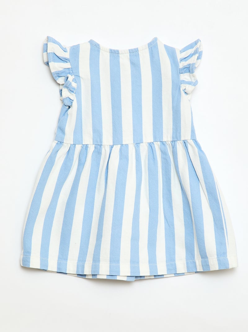 Gestreepte twill jurk met korte mouwen Blauw - Kiabi