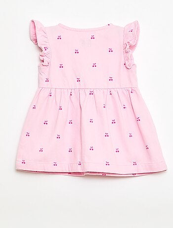 Gestreepte twill jurk met korte mouwen
