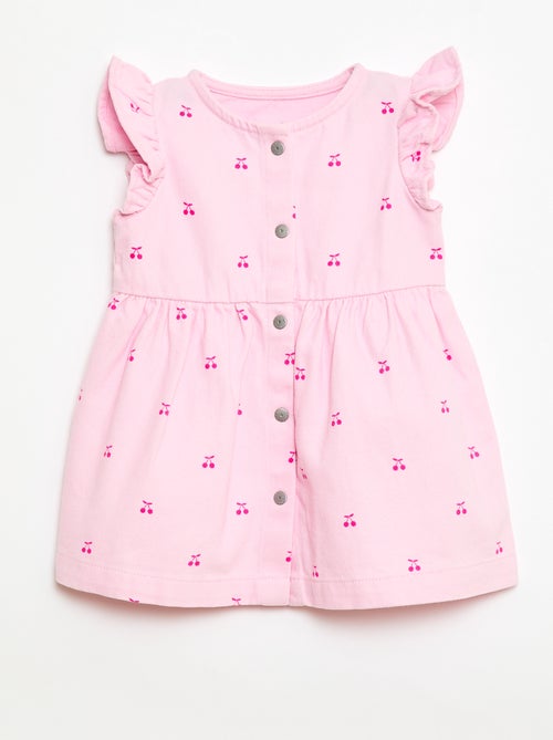 Gestreepte twill jurk met korte mouwen - Kiabi