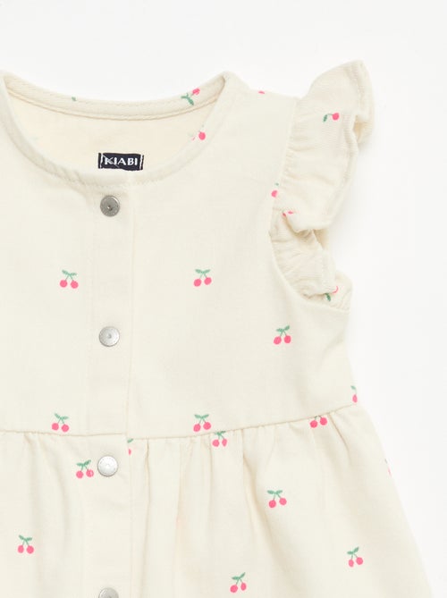 Gestreepte twill jurk met korte mouwen - Kiabi