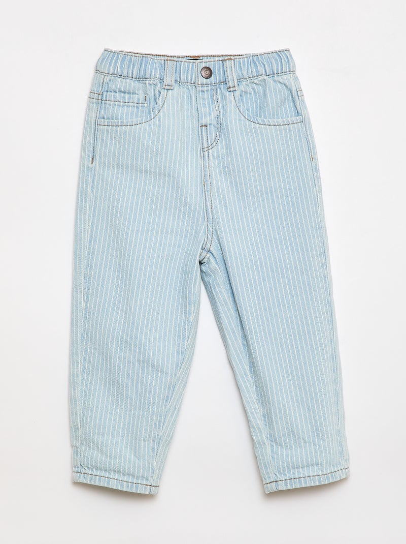 Gestreepte verstelbare denim broek van katoen Blauw - Kiabi