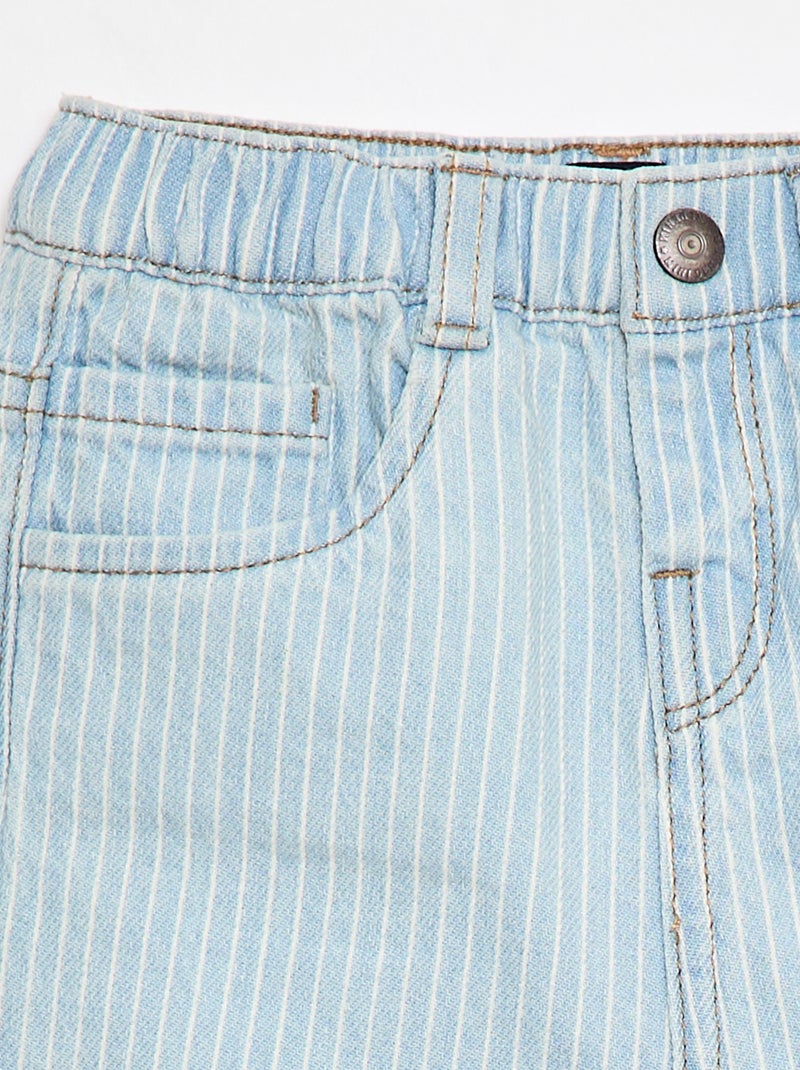 Gestreepte verstelbare denim broek van katoen Blauw - Kiabi