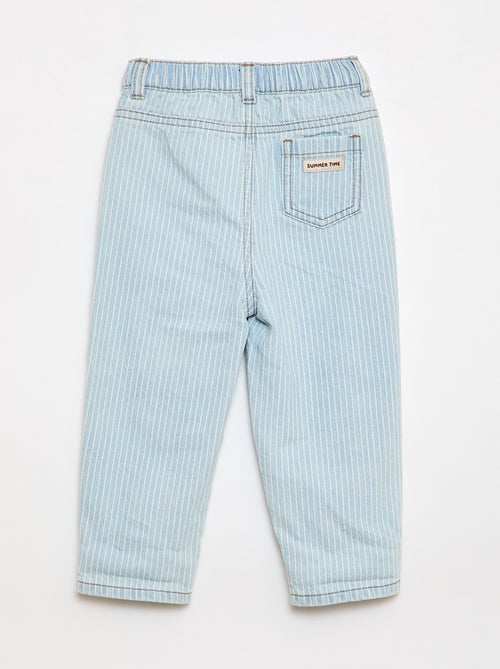 Gestreepte verstelbare denim broek van katoen - Kiabi