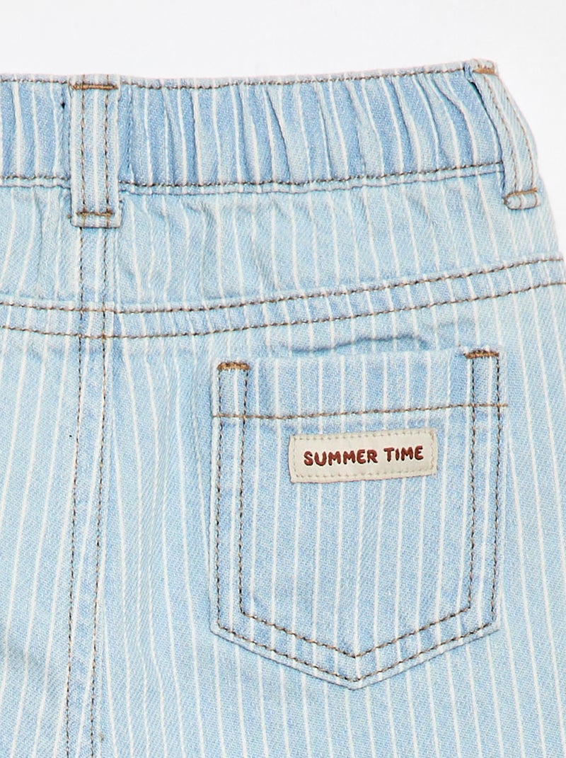 Gestreepte verstelbare denim broek van katoen Blauw - Kiabi