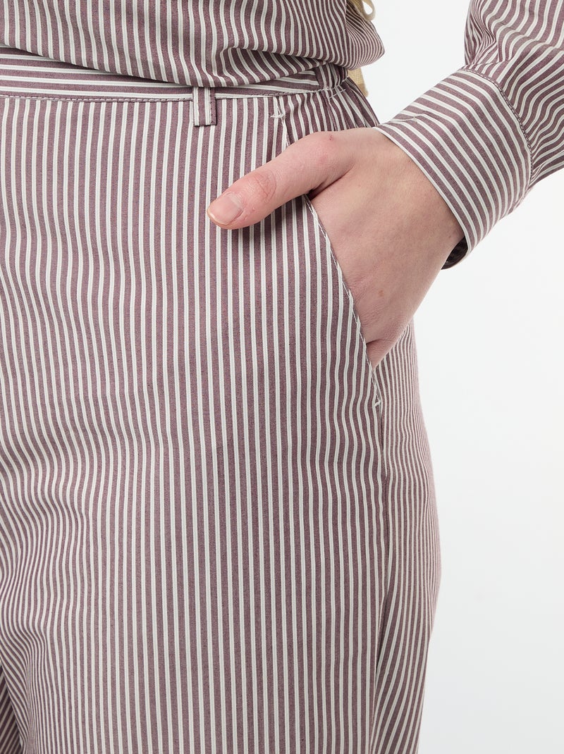 Gestreepte wijde broek Biege - Kiabi