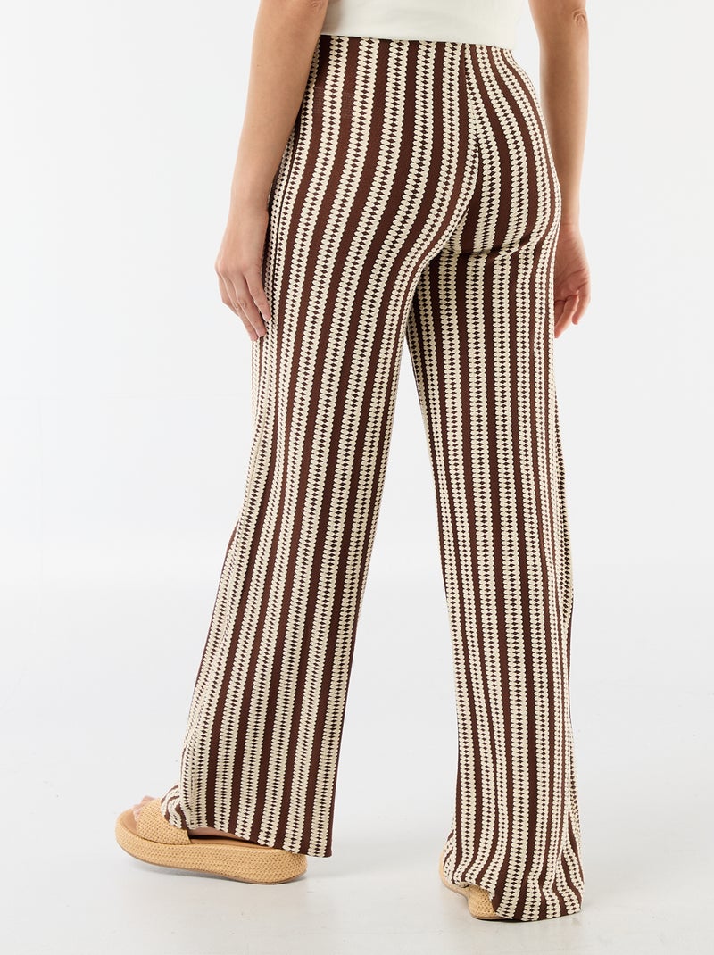 Gestreepte zwangerschapsbroek van tricot Wit - Kiabi