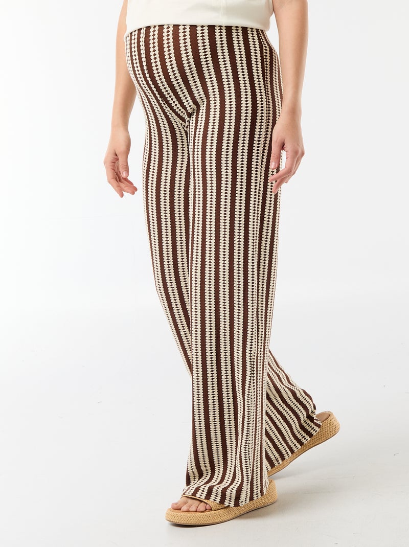 Gestreepte zwangerschapsbroek van tricot Wit - Kiabi