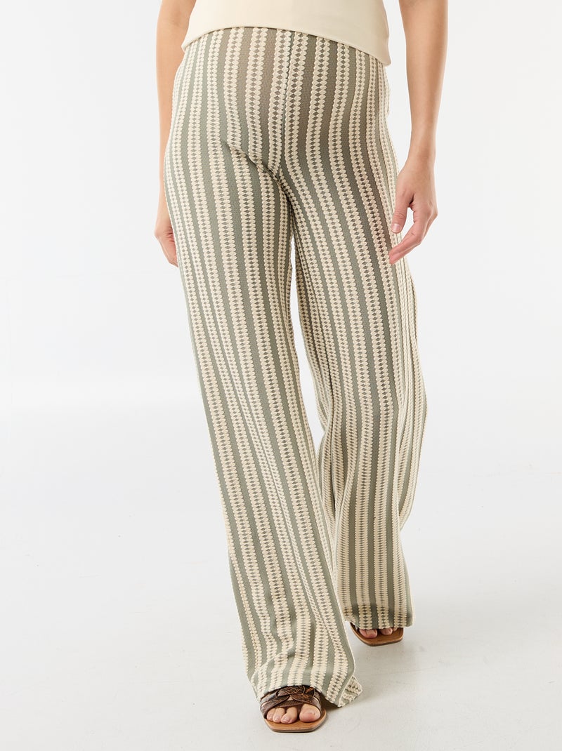 Gestreepte zwangerschapsbroek van tricot Wit - Kiabi