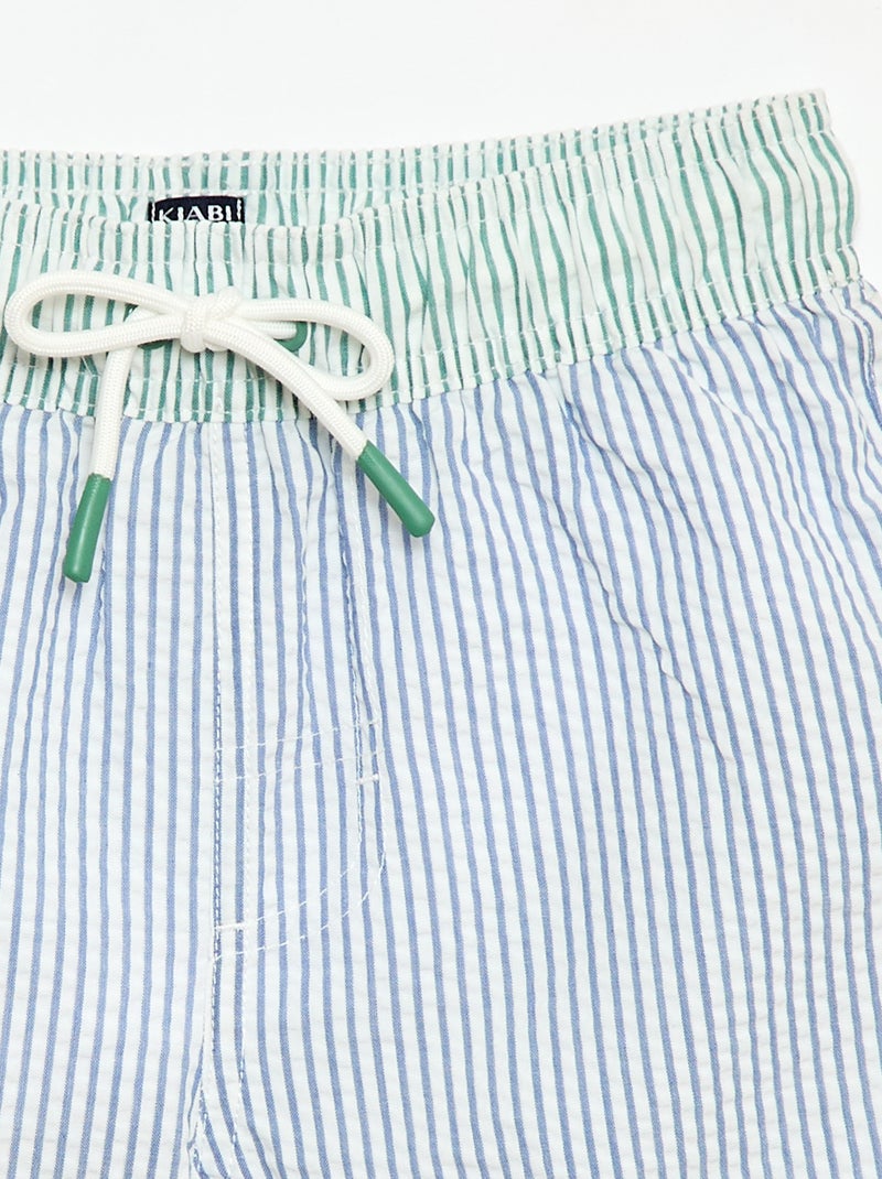 Gestreepte zwemshort met trekkoordjes Blauw - Kiabi