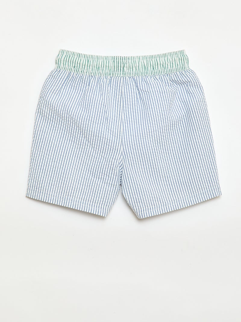 Gestreepte zwemshort met trekkoordjes Blauw - Kiabi