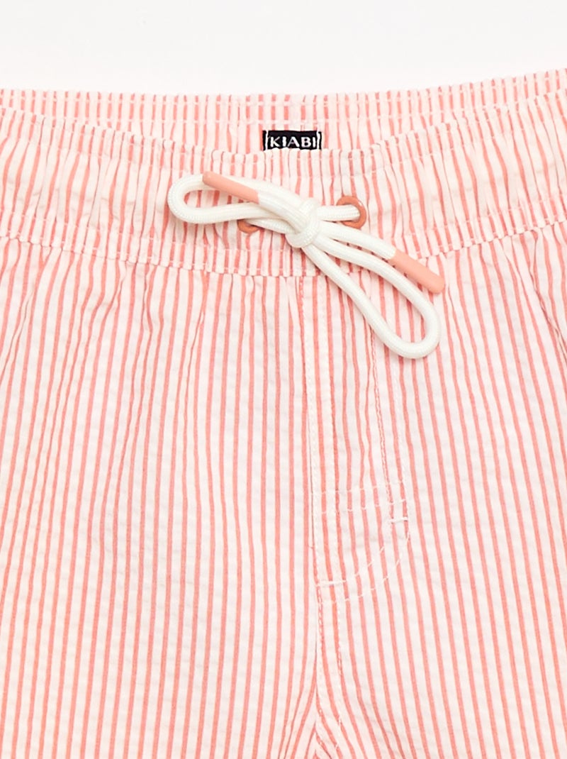 Gestreepte zwemshort met trekkoordjes Rood - Kiabi