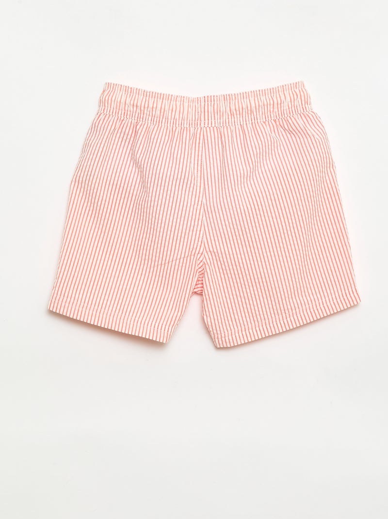 Gestreepte zwemshort met trekkoordjes Rood - Kiabi