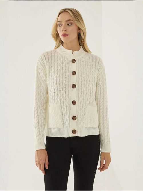 Gestructureerd gebreide cardigan met knopen hiccup - Kiabi Gestructureerd gebreide cardigan met knopen hiccup - Kiabi