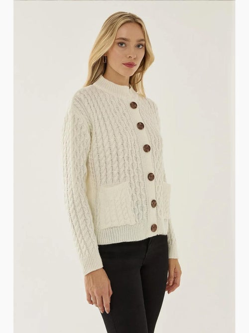 Gestructureerd gebreide cardigan met knopen hiccup - Kiabi Gestructureerd gebreide cardigan met knopen hiccup - Kiabi