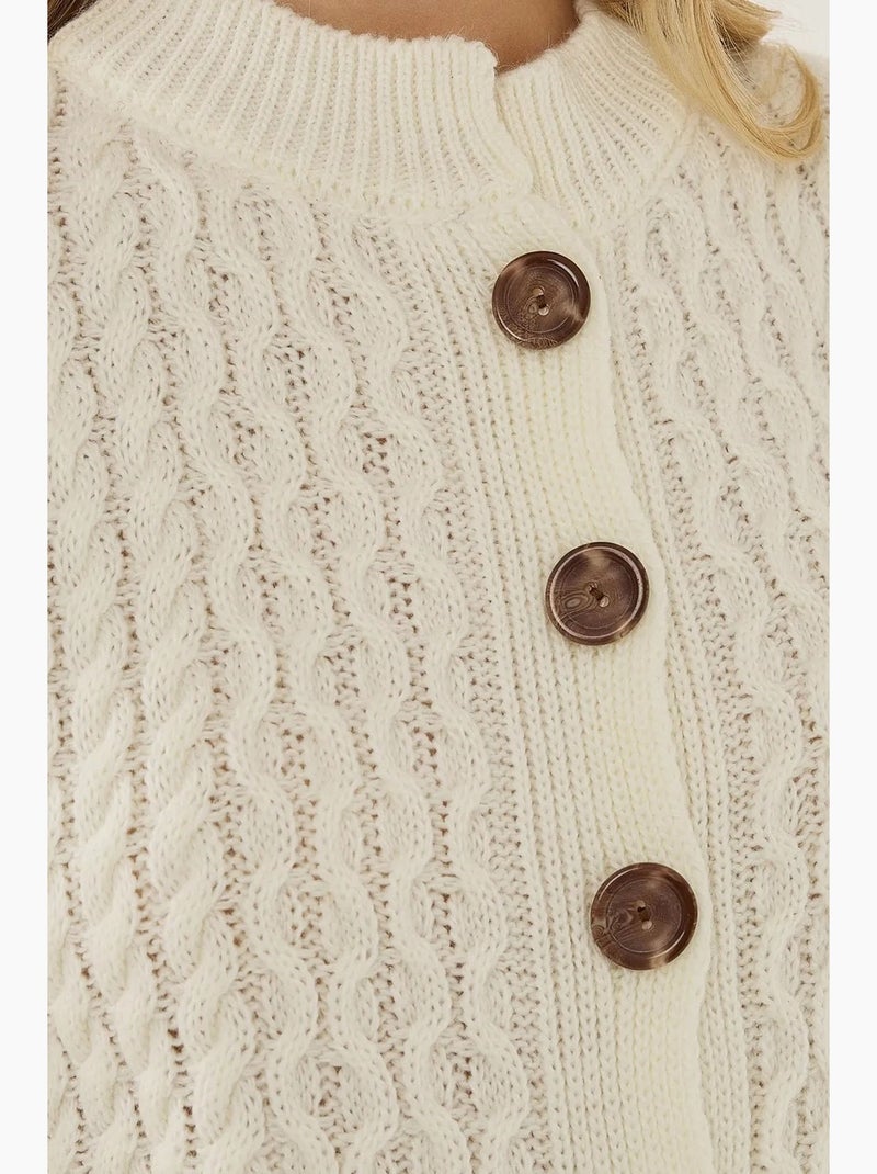 Gestructureerd gebreide cardigan met knopen hiccup Wit - Kiabi