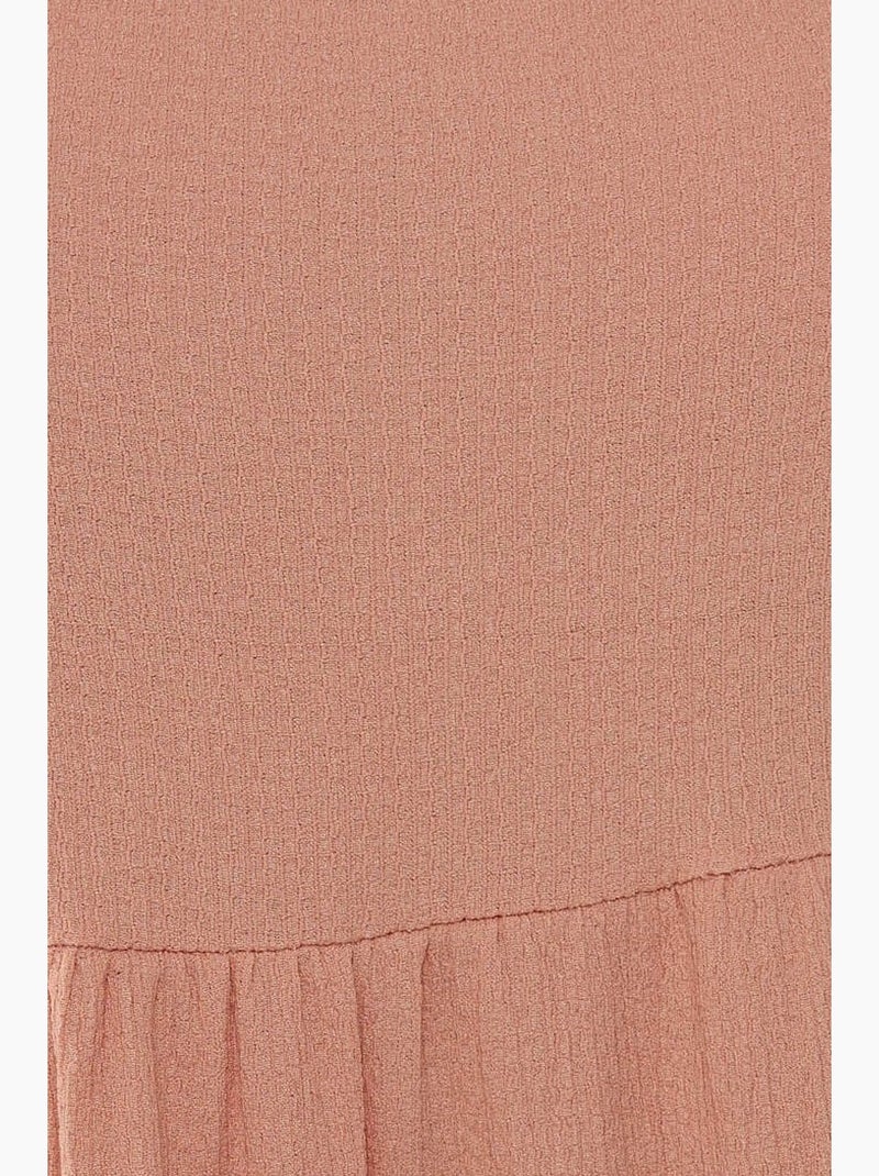 Gestructureerde a-vormige midi-jurk hiccup Roze - Kiabi