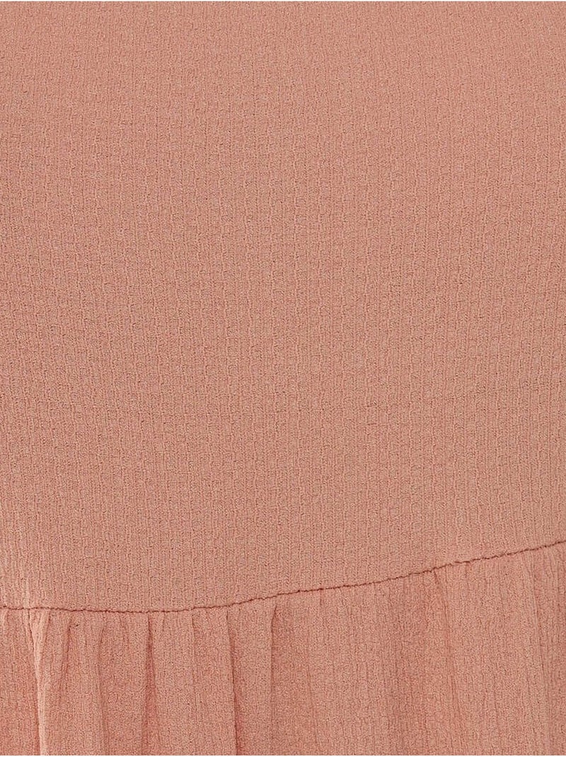 Gestructureerde A-vormige midi-jurk Roze - Kiabi