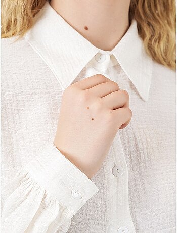 Gestructureerde lange oversized blouse met blousekraag bdart