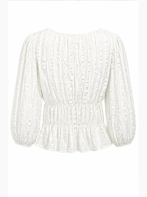Gestructureerde peplumblouse met u-hals en driekwartmouwen mixray - Kiabi