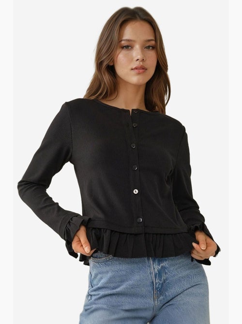 Getailleerd gebreide cardigan met ronde hals hiccup - Kiabi Getailleerd gebreide cardigan met ronde hals hiccup - Kiabi