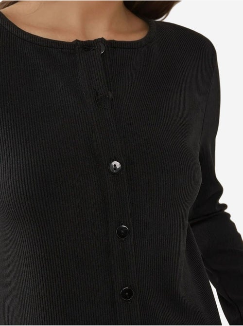 Getailleerd gebreide cardigan met ronde hals hiccup - Kiabi Getailleerd gebreide cardigan met ronde hals hiccup - Kiabi