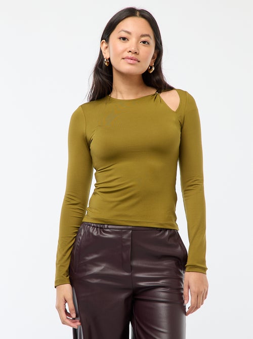 Getailleerd T-shirt met goudkleurig detail - Kiabi