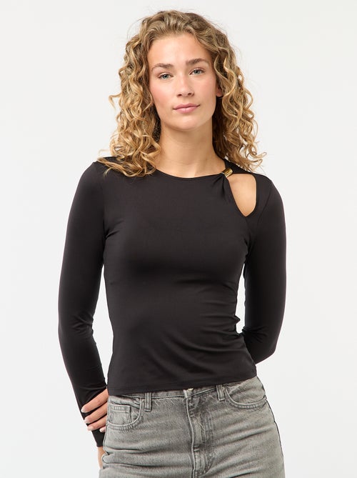 Getailleerd T-shirt met goudkleurig detail - Kiabi