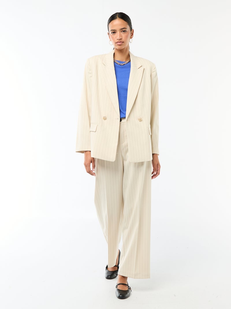 Getailleerde blazer met dubbele knoopsluiting Biege - Kiabi