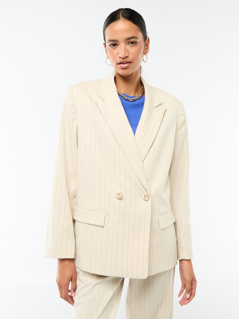 Getailleerde blazer met dubbele knoopsluiting Biege - Kiabi