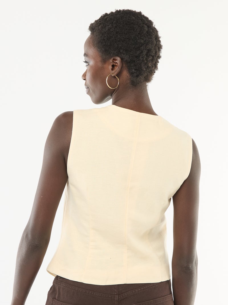 Getailleerde blazer met goudkleurige knopen Biege - Kiabi