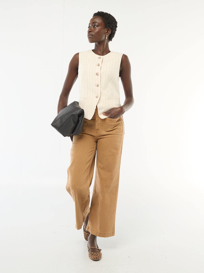 Getailleerde blazer met goudkleurige knopen Biege - Kiabi