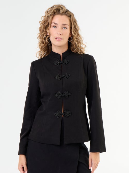 Getailleerde blazer met mandarijnsluiting - Kiabi Getailleerde blazer met mandarijnsluiting - Kiabi