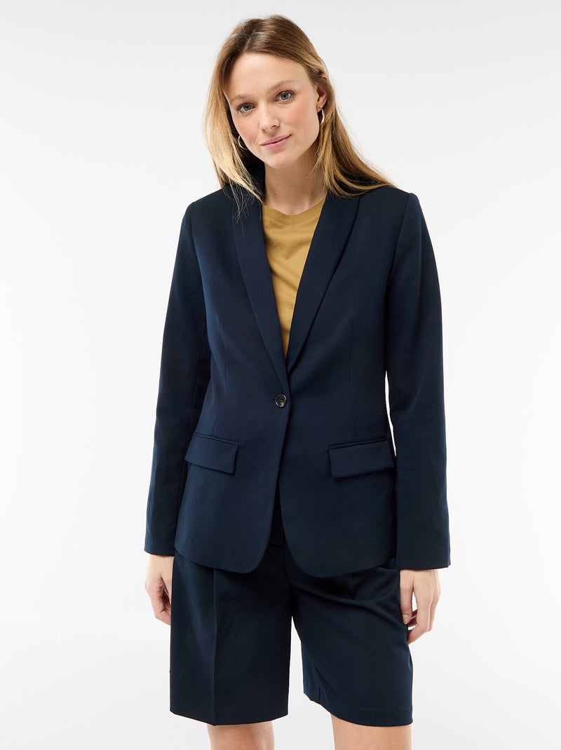 Getailleerde blazer met sjaalkraag Blauw - Kiabi